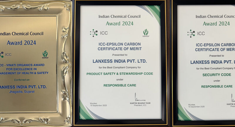 LANXESS India recognized with three prestigious honors by the Indian Chemical Council.
